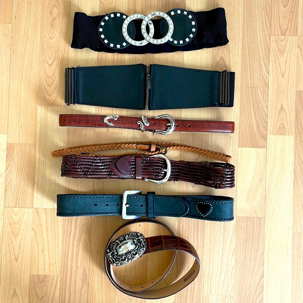 Lot of 7 Belts brighton Leather Max Azria western country glam dress fashion